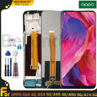 Beyondwolf หน้าจอจอ LCD แบบดั้งเดิม6.5นิ้วสำหรับ A54 OPPO 4G/A54 5G/A55 4G/A93 5G/A74 5G จอแสดงผล LCD อะไหล่ดิจิไทเซอร์แผงหน้าจอสัมผัสกรอบกลางสำหรับ A54 OPPO 4G/A54 5G/A55 4G/A93 5G/A74 5G LCD