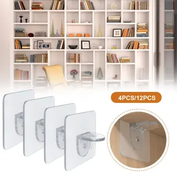 12pcs Shelf Support Peg Self Adhesive Book Shelves Clips Partition