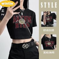 Wintin Hot Girl Pure Desire Wind Shoulder Black Short-Sleeved T-shirt Female Summer New Slim Slimming Versatile Navel Bottoming Shirt Top