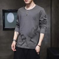 COD  ✥เสื้อยืดแขนยาวคอกลมผ้านิ่นดีใส่สบายTSH-025♨