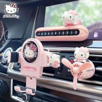 Kawaii Anime Hello Kitty Gravity Car Navigation Bracket Cartoon Mobile Phone Support Air Outlet Universal Pink Stablize Heat