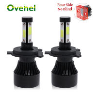 OVEHEL 4หลอดไฟ LED ด้านข้างไฟหน้ารถ H1 HB3 H3 H4 H7 14000lm 9005 HB4 9006 9004 90076000K ไฟหน้าอัตโนมัติ12V