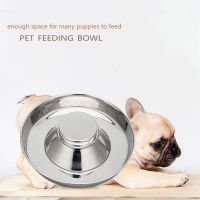 Stainless Steel Dog Round Bowl Puppy Litter Food Feeding Bowl Dish with Big Size Dog Cat Feeder Watering Dog Accessories