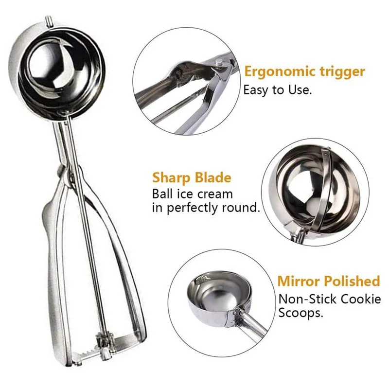 Stainless Steel Ice Cream Scoop With Non stick Surface - Temu