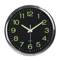 12 Inch Round Large Luminous Wall Clock Glow in the Dark Non-Ticking Indoor Decor