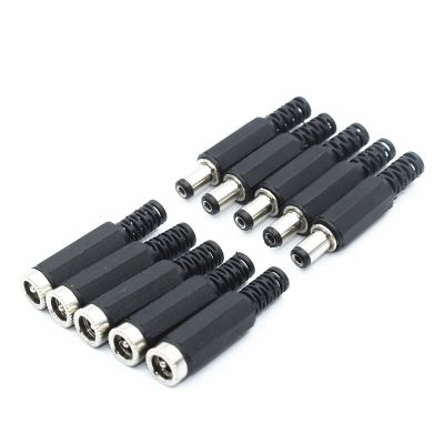 10PCS DC Power Jack Plugs Male / Female Socket Adapter Connectors 2.1mm x 5.5mm For DIY Projects  Wires Leads Adapters