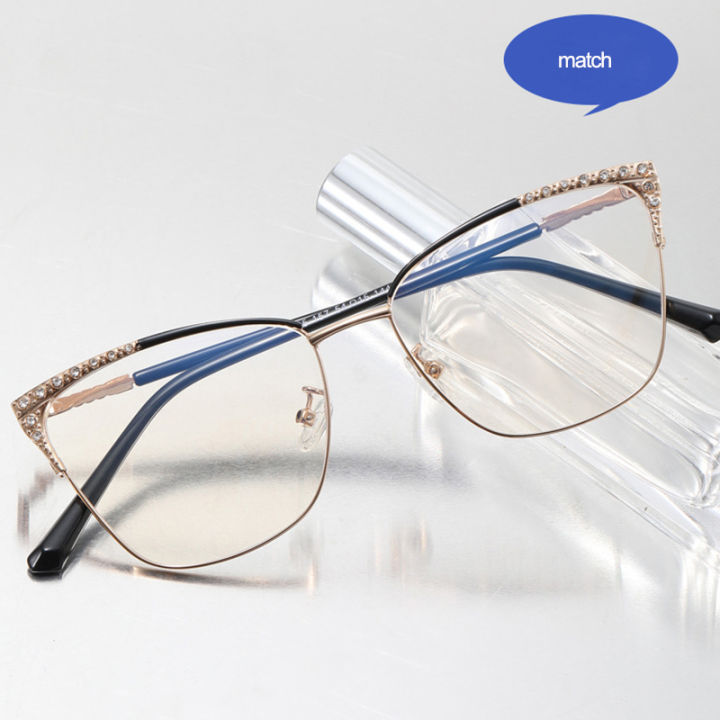 ทรงแคทอายผู้หญิงป้องกันแสงสีฟ้าย้อนยุคกรอบแว่นตามียี่ห้อแว่นตากระจกใสกรอบแว่นตาดีไซน์เนอร์