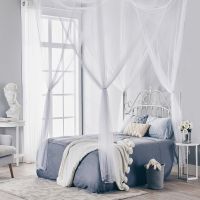 【JIU YU】♛✸♈  Elegante Cama Canopy Mosquito Net Quatro Portas Praça Cama Cortina Inseto Rejeitar Proteção Palácio do Estudante Rainha e Rei Bedcover