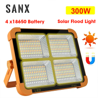 SANX 300W LED ไฟทำงานมือถือพลังงานแสงอาทิตย์ชาร์จ USB ไฟฉุกเฉินไฟฟลัดไลท์สีขาวสีแดงไฟสปอตไลท์สำหรับตั้งแคมป์