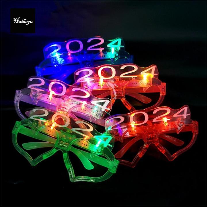 HUIHEYU Glowing 2024 Glowing Glasses 2024 Year LED LED Flashing 2024