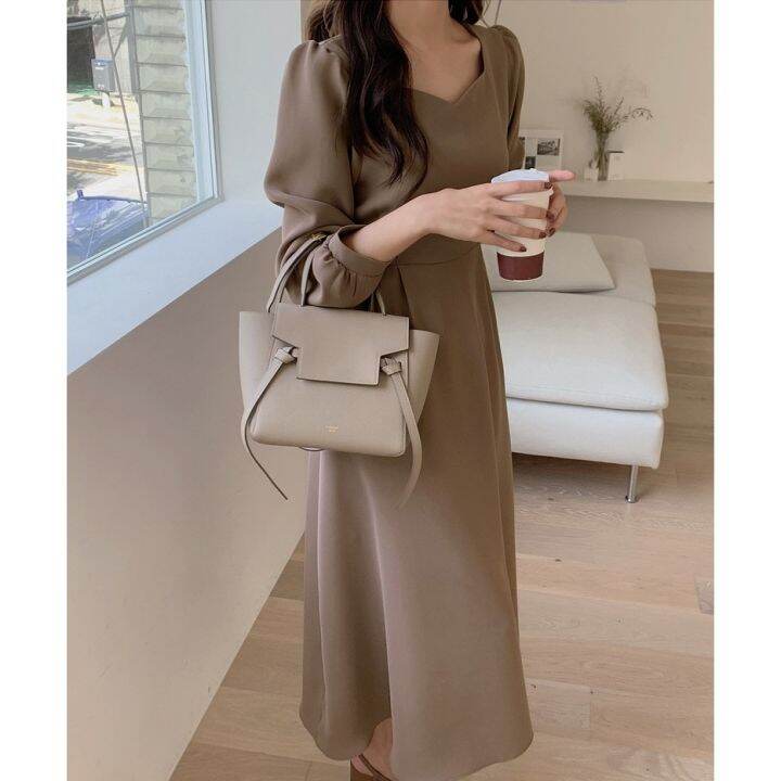 ชุดเดรสผู้หญิง-เดรส-ชุดเดรส-dress-เดรสผู้หญิง-ชุดเดรสสวยๆหรู-hs-5602-พร้อมส่ง-เดรสทำงาน-เดรสเรียบหรู-เดรสยาว-เดรสสีพื้น-ชุดราตรี-ชุดยาว-dress-เดรส-ชุดทำงาน-เดรสสีน้ำตาล