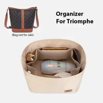  Bag Insert Bag Organiser for Celine Bucket in Triomphe Canvas  Medium (Beige) : Clothing, Shoes & Jewelry