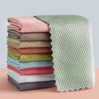 Microfiber Towels Fish Scale Towel Reusable Cloth Anti-Grease Wiping Rags Tableware Wipe Cloth Household Cleaning Cloth Tools Dish Cloth  Towels