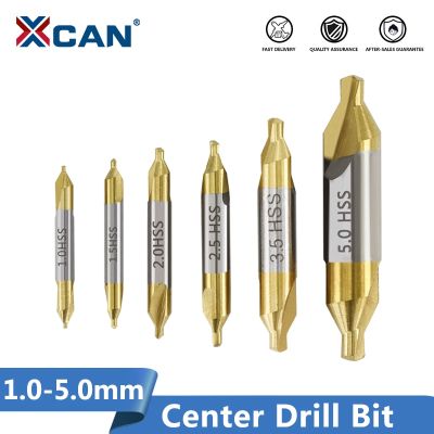 HH-DDPJXcan 6pcs 1.0-5.0mm Hss Tin Coated Center Drill Bit Set Metalworking Hole Drill Hole Cutter 60 Degrees Combined Drill Bit Set