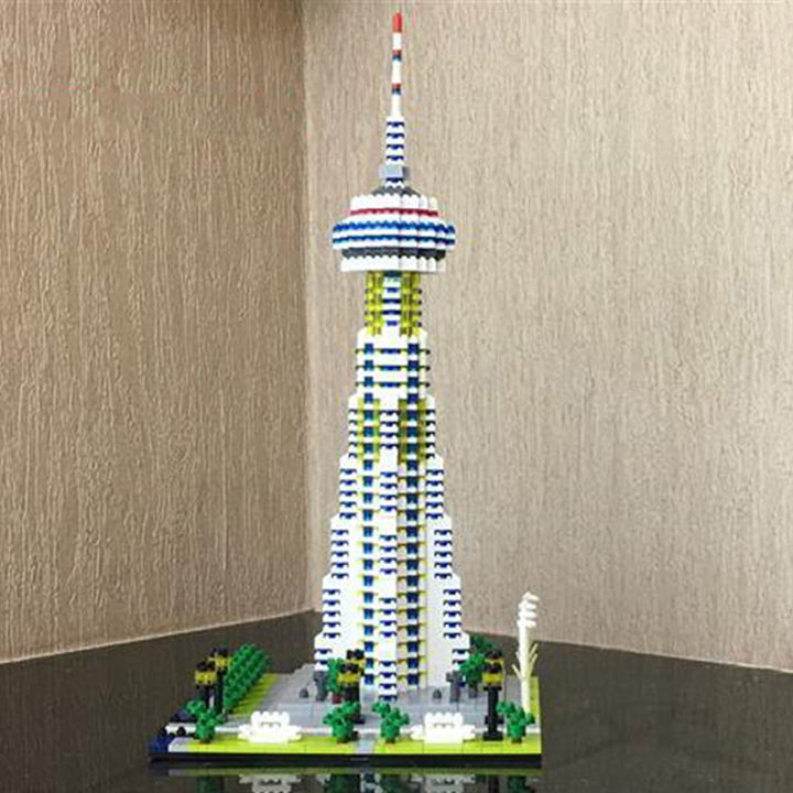 yz-060-world-architecture-toronto-canada-national-cn-tower-square-3d-mini-diamond-blocks-อิฐของเล่นสำหรับเด็กไม่มีกล่อง