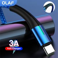 [KOLT Digital] Olaf 3A USB Type C เคเบิ้ล QC3.0ชาร์จอย่างรวดเร็วสำหรับซัมซุง S20 Xiaomi หัวเว่ย P40 P30 Type C สายเคเบิ้ลไมโครข้อมูลค่าใช้จ่ายสาย