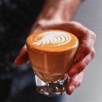 【CW】Flat White White Coffee Cup  Cafe Glass Water Cup  Boutique Coffee Cup  Blue Bottle  Same Style