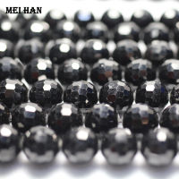 Meihan (1strandset) natural 9.2-10mm black spinel faceted round loose beads for jewelry making design gift