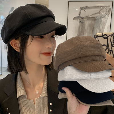 หมวกเบเร่ต์วินเทจสำหรับผู้หญิงศิลปินฝรั่งเศสหมวกวาฟเฟิลให้ความอบอุ่นหมวกแปดเหลี่ยมสีทึบแฟชั่นหมวก Newsboy ฤดูใบไม้ร่วงแบบลำลองสำหรับฤดูหนาว
