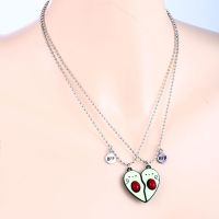 Avocado Heart shaped Best Friends Necklaces Pendant Chain BFF Friendship Jewelry Gifts for Kids 2PCS/Set Couple Necklace Choker
