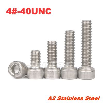 {Haotao Hardware} 100ชิ้น/ล็อต4 40UNC A2สแตนเลสสตีลอัลเลนสลักเกลียว Hex Socket Head Cap สกรู ANSIB18.3SH เกลียวทั้งหมด