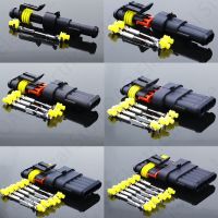 ♛ 2-5sets Kit 2 pin 1/2/3/4/5/6 pins Way AMP Super seal Waterproof Electrical Wire Connector Plug for car waterproof connector