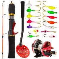 มัลติฟังก์ชั่สำหรับใหม่ Ice Jig Rap Shad ช้อนจับตกปลาน้ำแข็ง Rod Reel Combo ชุดพร้อมกระเป๋าเป้สะพายหลัง Seat