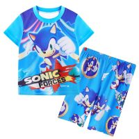 2023เสื้อยืดเด็กฤดูร้อน Sonic ชายแขนสั้นชุดเด็กฤดูร้อนใหม่เสื้อยืดเสื้อผ้าเด็ก