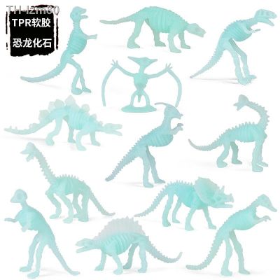 🎁 ของขวัญ The simulation model of dinosaur fossils from the TPR soft plastic mini luminous pterosaurs nail art dragon tyrannosaurus rex skeletons toys