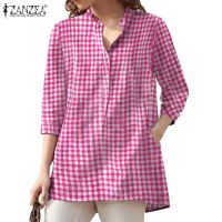 【On Clearance】ZANZEA Women Casual 3/4 Sleeve Pocket V Neck Blouse