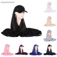 ล่าสุดเบสบอลหมวก Face Veil กลางแจ้งพร้อมสวมใส่ Headscarf มาเลเซียผ้าคลุมไหล่มุสลิมอิสลาม Hijab Sun Visor หมวก1Pc