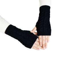 Trend Winter Outdoor Travel Warm Gloves Women Arm Gauntlet Sleeves Half-Finger Cover Ladies Elastic Cuff Knitted Mittens