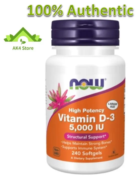 High Potency Vitamin D3 5000 IU 240 Softgels, Now Foods D3 5,000