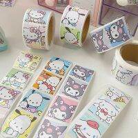 ☸ 200pcs Sanrio Creative Hand Account Decoration Stickers Rolls Cartoon Cute Anime Cinnamoroll Kuromi Pochacco Stickers