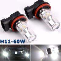 KLNU 2Pcs ชุดรถไฟ LED H11 H8 2323 60W ไฟตัดหมอกแผ่นเรืองแสงหลอดไฟสว่างพิเศษสีขาว