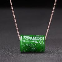 Natural Green Jade Money Beads Pendant Necklace Charm Jewellery Fashion Accessories Hand-carved Man Luck Amulet Gifts