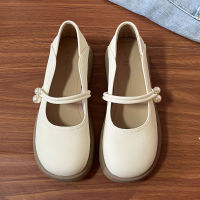 Fast Shipping French Cute Style Round Head Shoes Female Thick Bottom Mary Zhen 2023 Spring And Summer New One Word