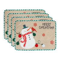 Merry Christmas Placemats Set, Non-Slip Place Mats Washable Table Mats, 13 x 18 Inch