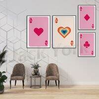 Vibrant Retro Rainbow Ace Of Hearts Wall Art Print-เหมาะสำหรับห้องเกมและการตกแต่งที่สนุกสนาน-ศิลปะบนผนังที่ทันสมัยสำหรับป๊อปของสีและความสนุกสนาน