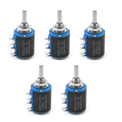 5Pcs WXD3-12-1W Wire Wound Precision Potentiometers 100-47K Ohm Multi Turn Wirewound Rotary Black Adjustable Variable Resistors