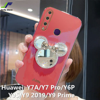JieFie น่ารัก Minnie โทรศัพท์สำหรับ Huawei Y7A / Y7 Pro / Y6P / Y9S / Y9 2019 / Y9 Prime แฟชั่นสไตล์ Girly กับ Shiny Diamond Mickey Mouse กระจกโทรศัพท์