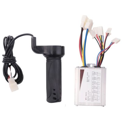 24V 500W DC Electric Bike Motor Brushed Controller Box with Brush Controller Long Line Turn Handlebar for Electric Bicycle Scooter E-Bike Accessory