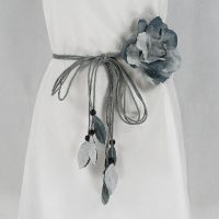 Casual Wild Chiffon Big Flower Ladies Thin Belt Sweet Tassel Braid Decoration Elegant Handmade Flower Fine Womens Dress Belt Belts