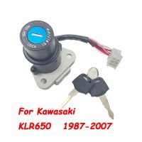 ล็อคสวิตช์สตาร์ทเครื่อง KLR650สำหรับ Kawasaki KLR-650 KLR 650 1987-2007ชุดกุญแจสวิตช์สตาร์ทเครื่องสวิทช์ไฟจุดระเบิดจักรยานยนต์ล็อคประตูไฟฟ้าสายไฟ6เส้น