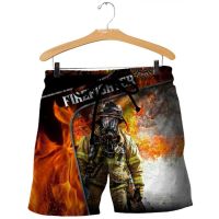 Men Shorts Firefighter Badge 3D Graphics Printed Beach Shorts Men Women Gothic Harajuku Style Summer Casual Shorts