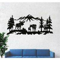 【Ready Stock】Metal Wall Art,Metal Moose Art,Nature Wall Art,Metal Tree Decor,Metal Wall DecorHome Interior Decor Black Metal Art Vintage Sheet Metal Wall Art