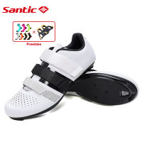 Santic ผู้ชายรองเท้าขี่จักรยานมืออาชีพกีฬารองเท้าจักรยานถนน SPD Cleats น้ำหนักเบาระบายอากาศรองเท้าจักรยานถนนสำหรับผู้ชาย KMS21032