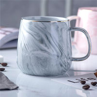 Luxury Marble Pattern Coffee Mug Creative Gold Plated With Handle Ceramic Mugs Morning Milk Tea Cup Pink Gray Couple Gift