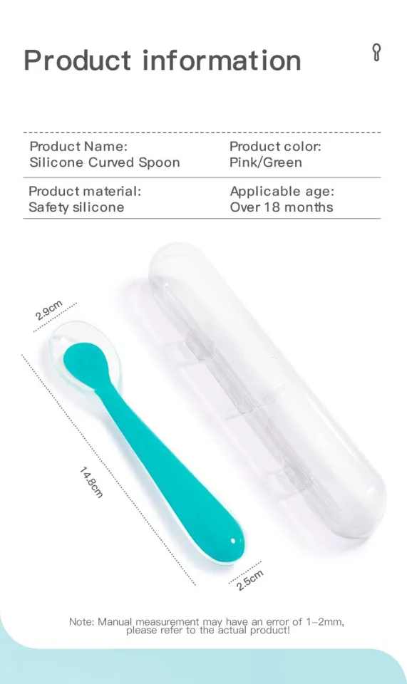 Baby Soft Silicone Spoon with Storage Box Candy Color Temperature