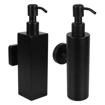 Wall Mounted Soap and Lotion Dispenser Stainless Steel Black Tower Shampoo Dispensers Pump Bottle Bathroom Accessories